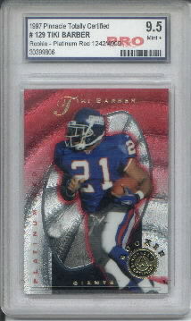 1997 Pinnacle Totally Certified Platinum Red #129 Tiki Barber RC Graded Mint+ 9.5