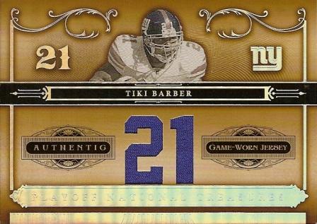 2006 Playoff National Treasures Material Jersey Numbers #33 Tiki Barber/21