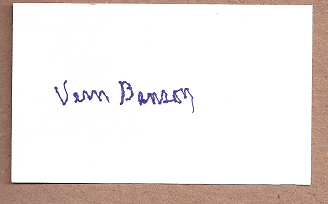 Vern Benson Auto 3x5 index card Autograph Played 1943-53 Philadelphia Athletics, St. Louis Cardinals (NC217) 