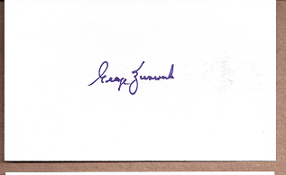 George Zuverink Auto 3x5 index card Autograph Played 1951-59 Cleveland Indians, Cincinnati Reds, Chicago White Sox, Detroit Tigers, Baltimore Orioles (NC238) 