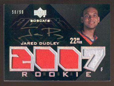 2007-08 UD Black #118 Jared Dudley JSY AU RC