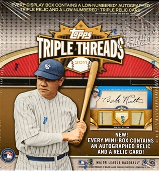 2011 Topps Triple Threads Baseball Hobby Series Box - 4 Relic ( 2 AUTOGRAPHED ) Cards # To 99 Or Less  - Possible Babe Ruth Mickey Mantle Nolan Ryan Sandy Koufax + An Albert Pujols Card - In Stock  