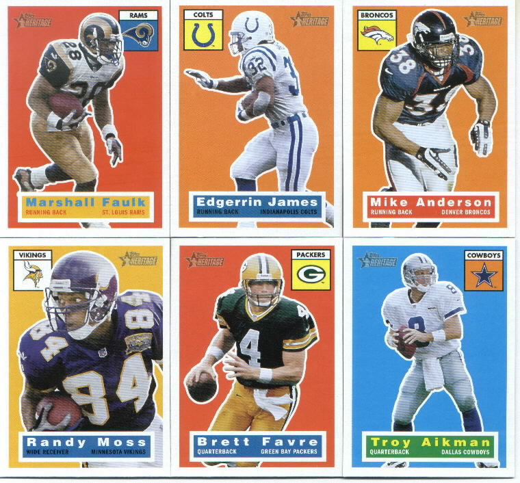 2001 Topps Heritage Football, Complete Base Set of 110 Cards