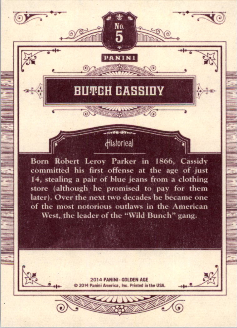 2014 Panini Golden Age #5 Butch Cassidy back image