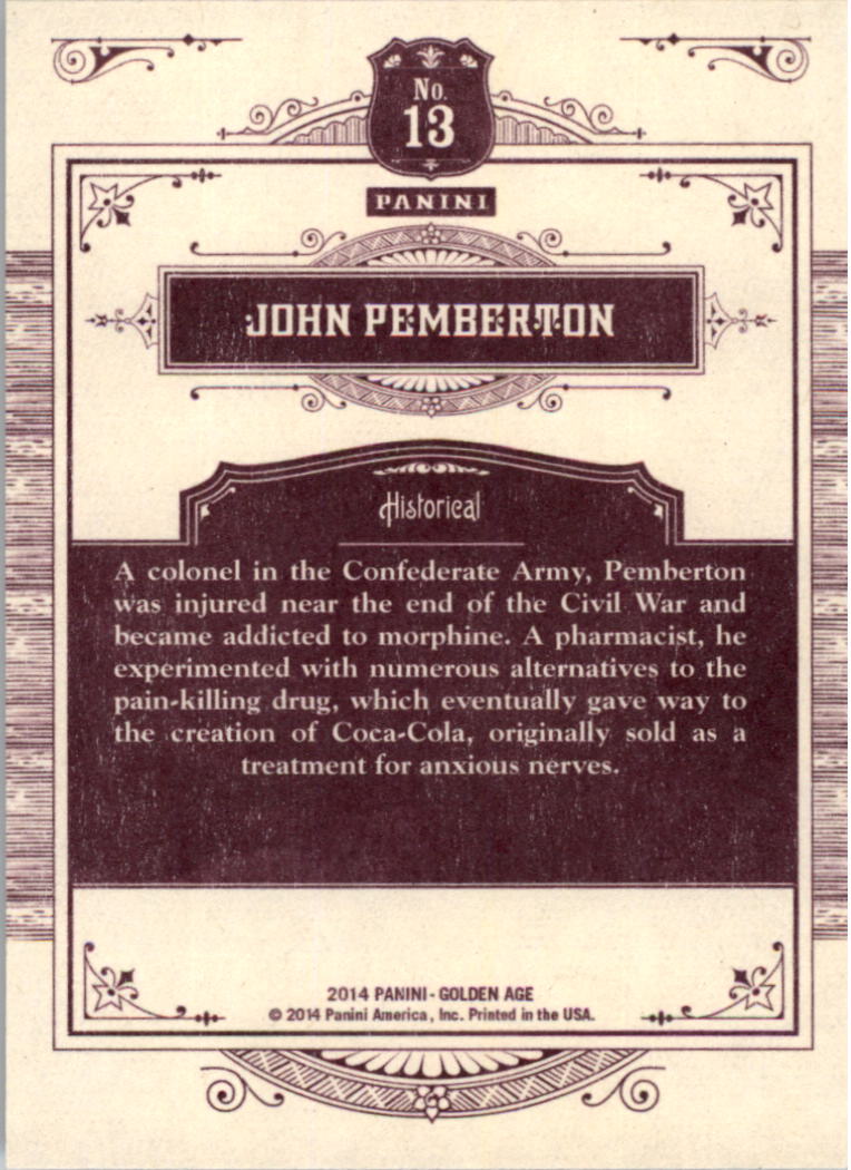 2014 Panini Golden Age #13 John Pemberton back image