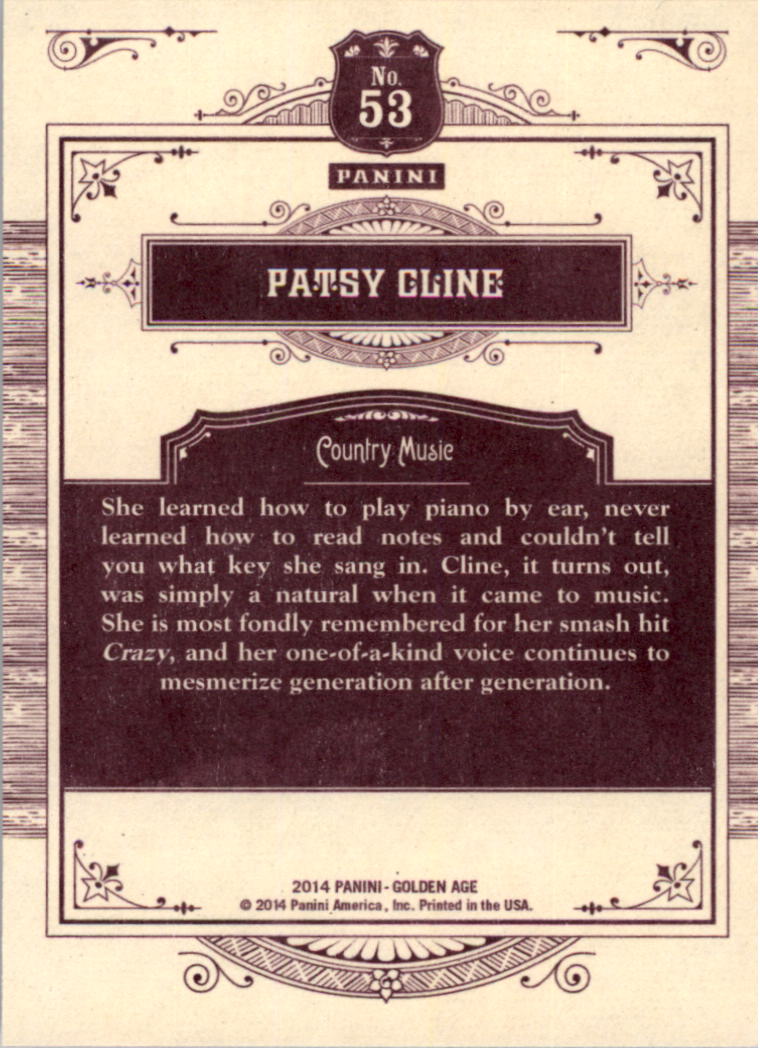 2014 Panini Golden Age #53 Patsy Cline back image