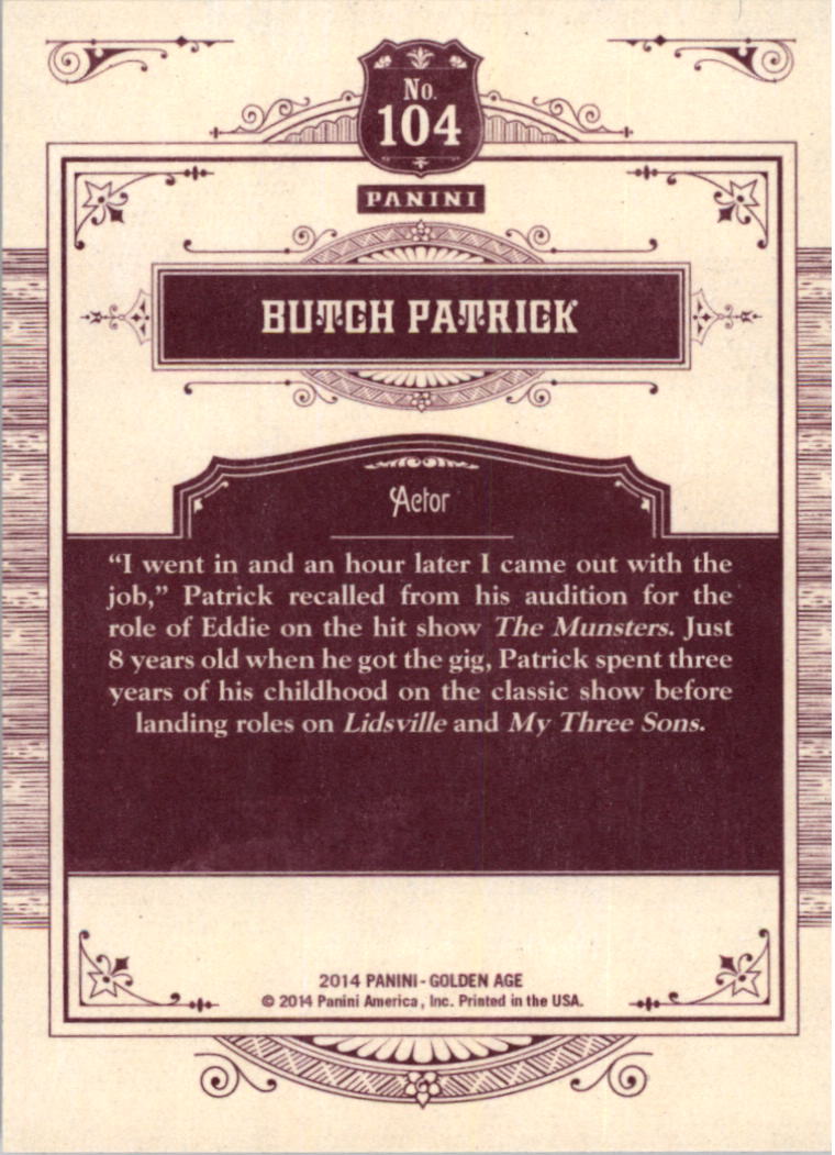 2014 Panini Golden Age #104 Butch Patrick back image