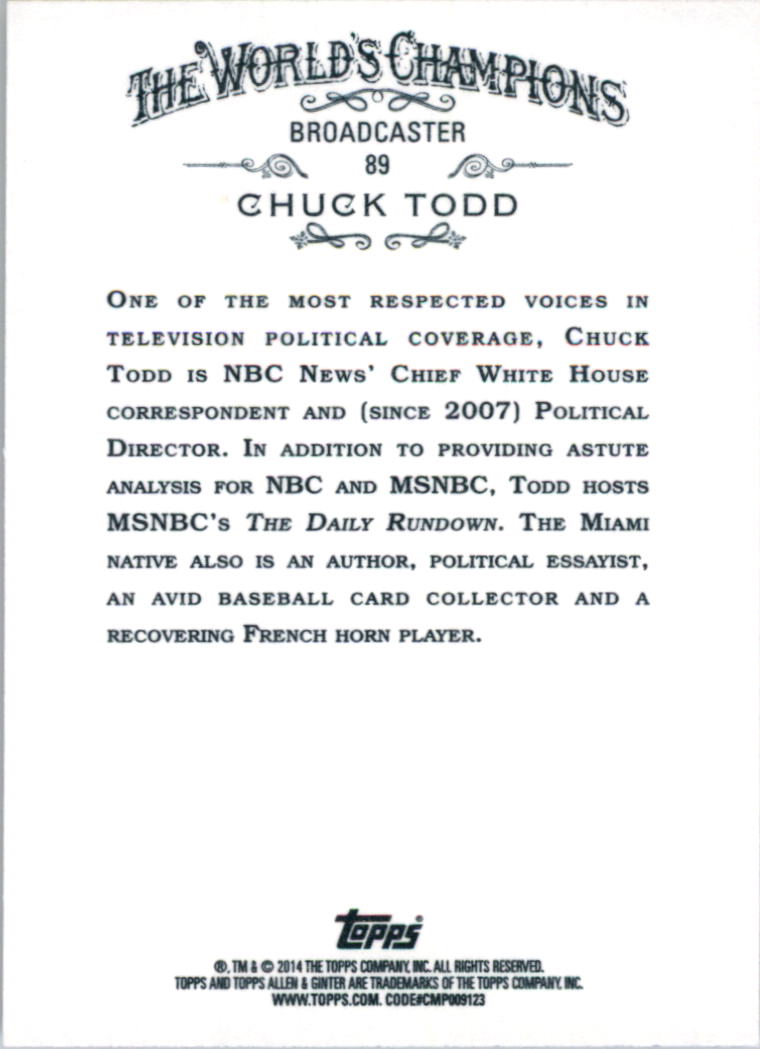 2014 Topps Allen and Ginter #89 Chuck Todd back image