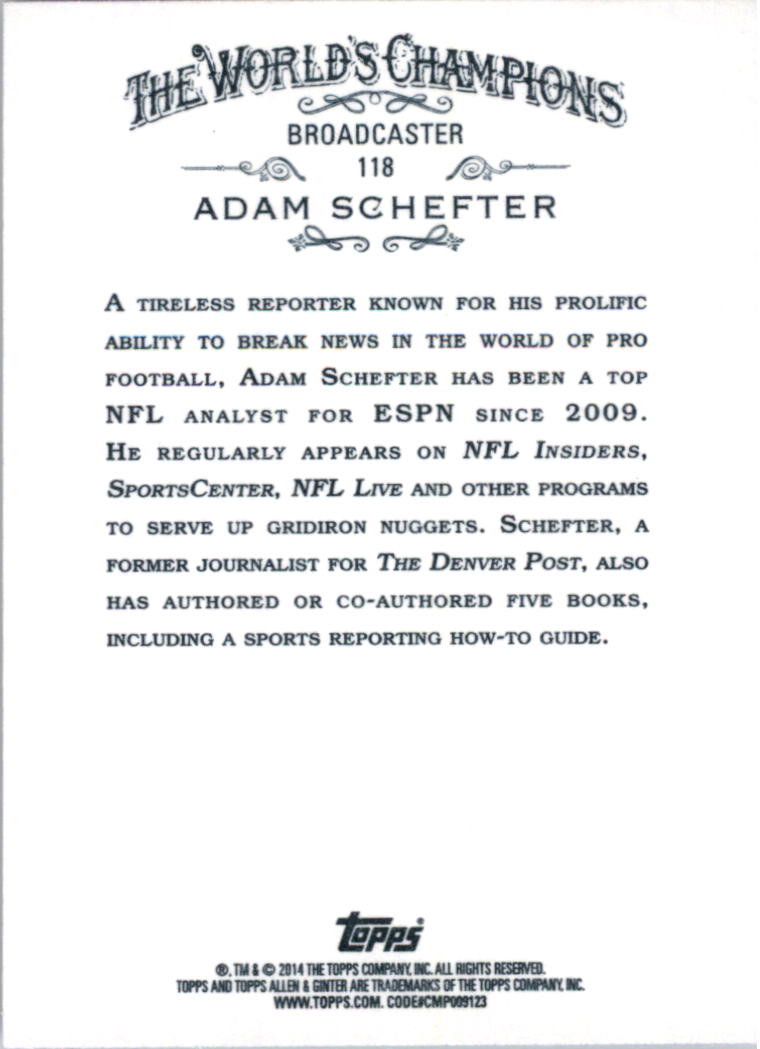 2014 Topps Allen and Ginter #118 Adam Schefter back image