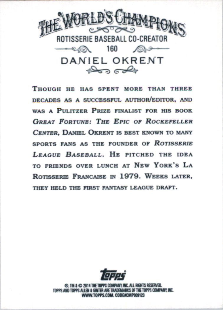 2014 Topps Allen and Ginter #160 Daniel Okrent back image