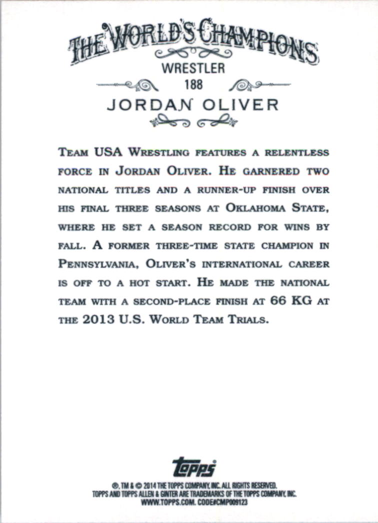 2014 Topps Allen and Ginter #188 Jordan Oliver back image