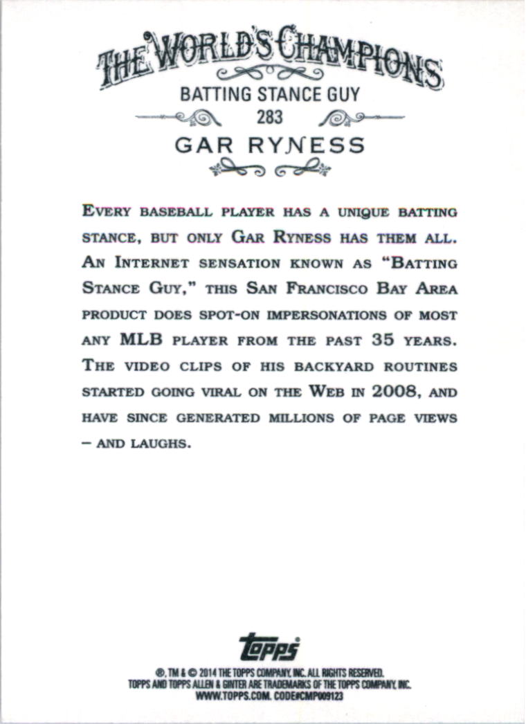 2014 Topps Allen and Ginter #283 Gar Ryness back image