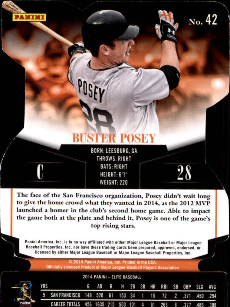 2014 Elite Inspirations #42 Buster Posey/72 back image