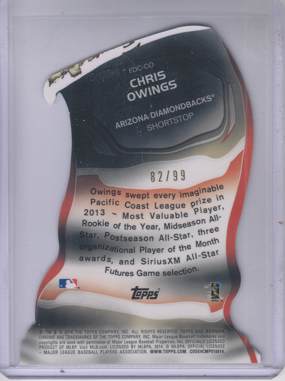 2014 Bowman Chrome Fire Die-Cut Atomic Refractors #FDCCO Chris Owings back image