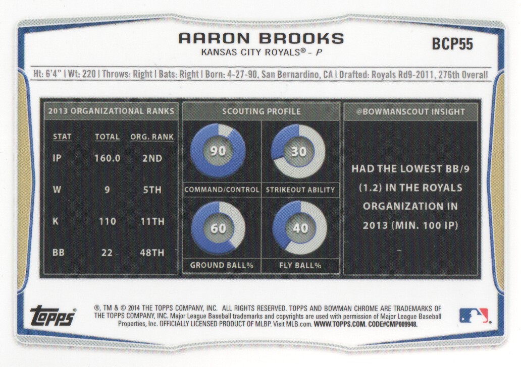 2014 Bowman Chrome Prospects Series 2 #BCP55 Aaron Brooks back image