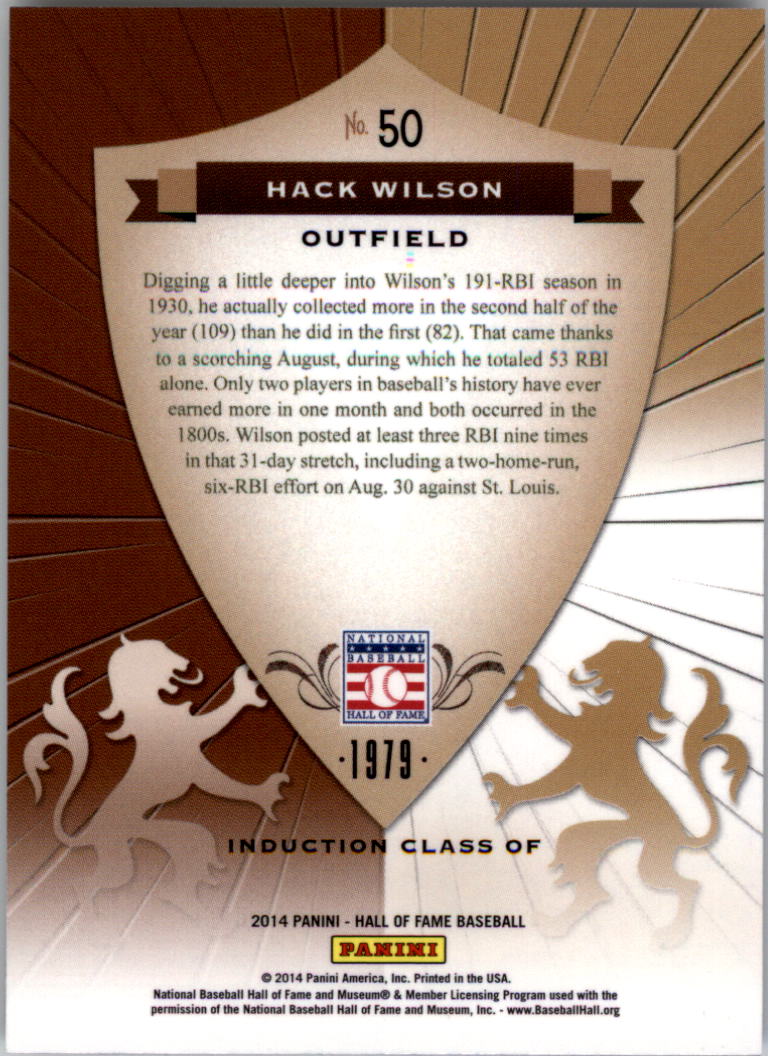 2014 Panini Hall of Fame Crusades #50 Hack Wilson back image