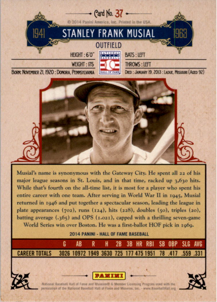 2014 Panini Hall of Fame Red Frame #37 Stan Musial