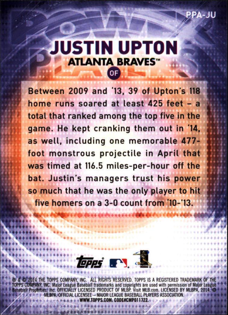 2014 Topps Update Power Players #PPAJU Justin Upton back image