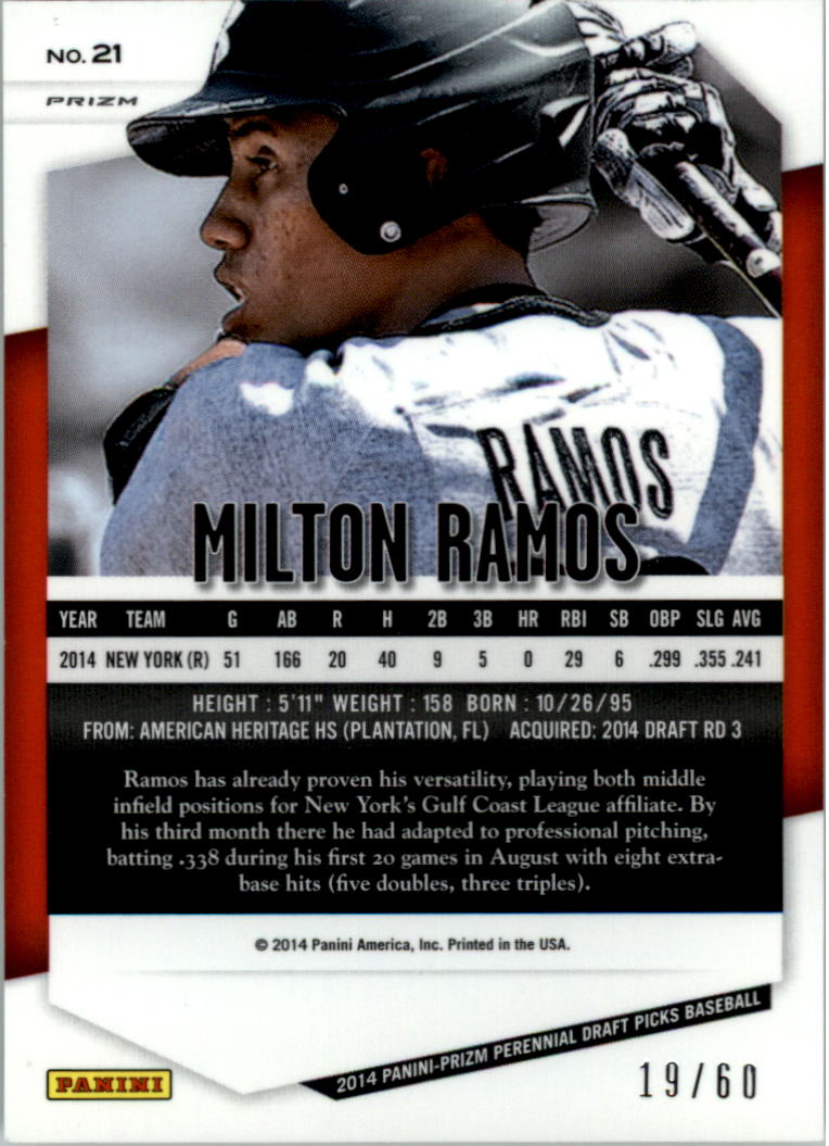 2014 Panini Prizm Perennial Draft Picks Prizms Orange #21 Milton Ramos back image