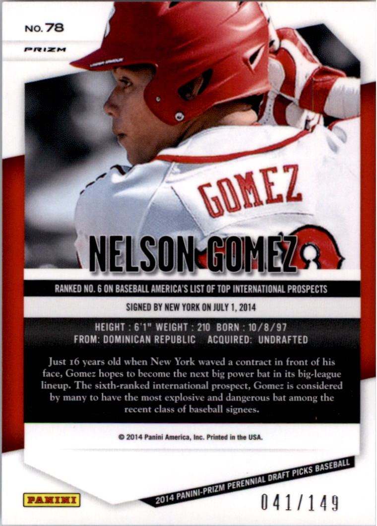 2014 Panini Prizm Perennial Draft Picks Prizms Purple #78 Nelson Gomez back image