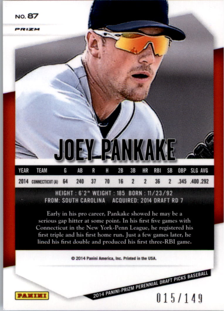 2014 Panini Prizm Perennial Draft Picks Prizms Purple #87 Joey Pankake back image