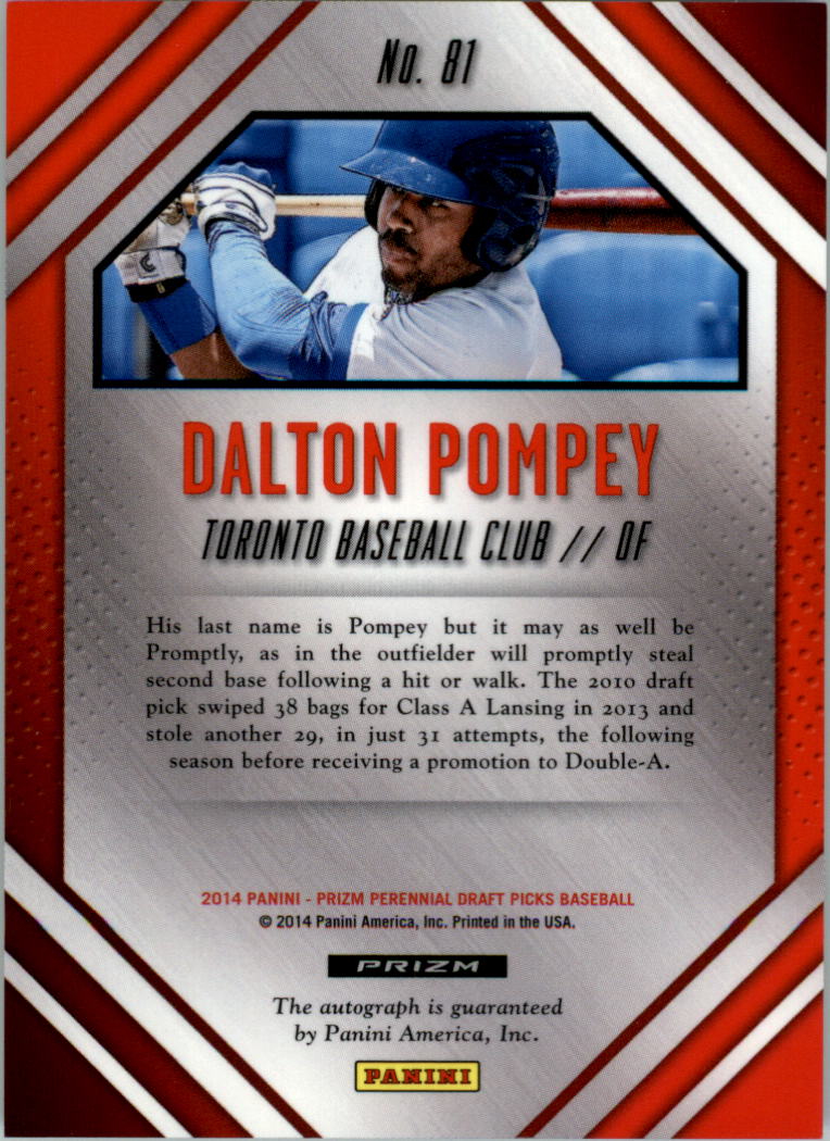2014 Panini Prizm Perennial Draft Picks Prospect Signatures Prizms #81 Dalton Pompey back image