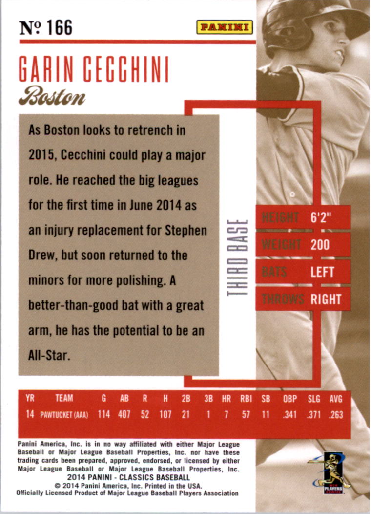 2014 Classics Timeless Tributes Silver #166 Garin Cecchini back image