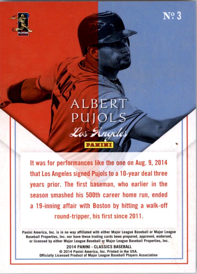 2014 Classics Home Run Heroes #3 Albert Pujols back image