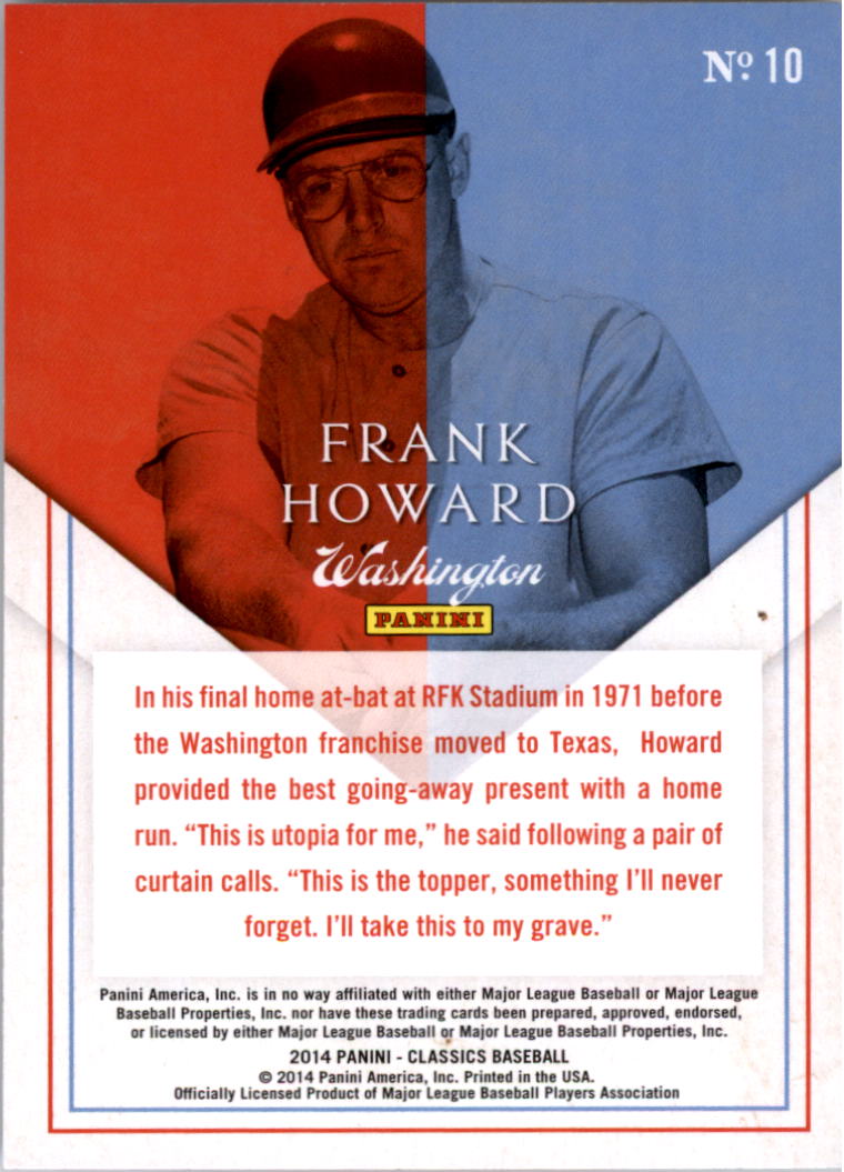 2014 Classics Home Run Heroes #10 Frank Howard back image