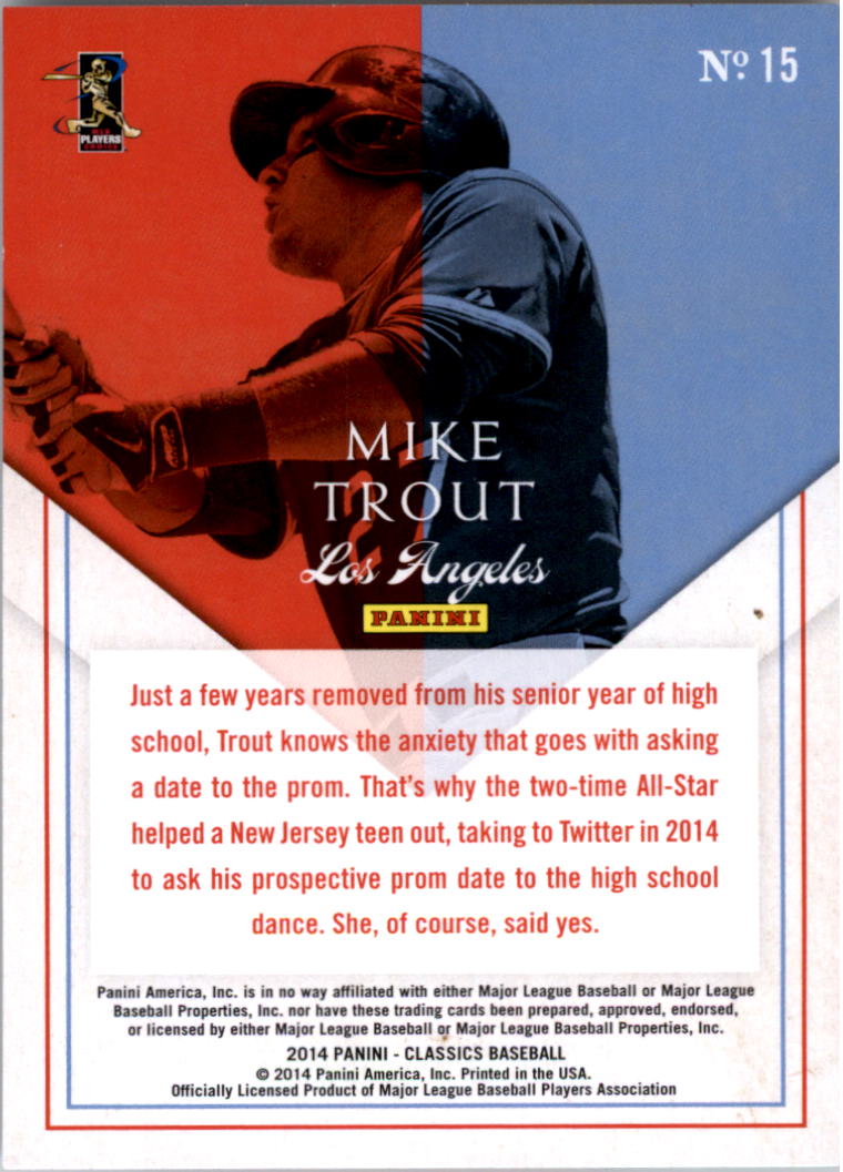 2014 Classics Home Run Heroes #15 Mike Trout back image