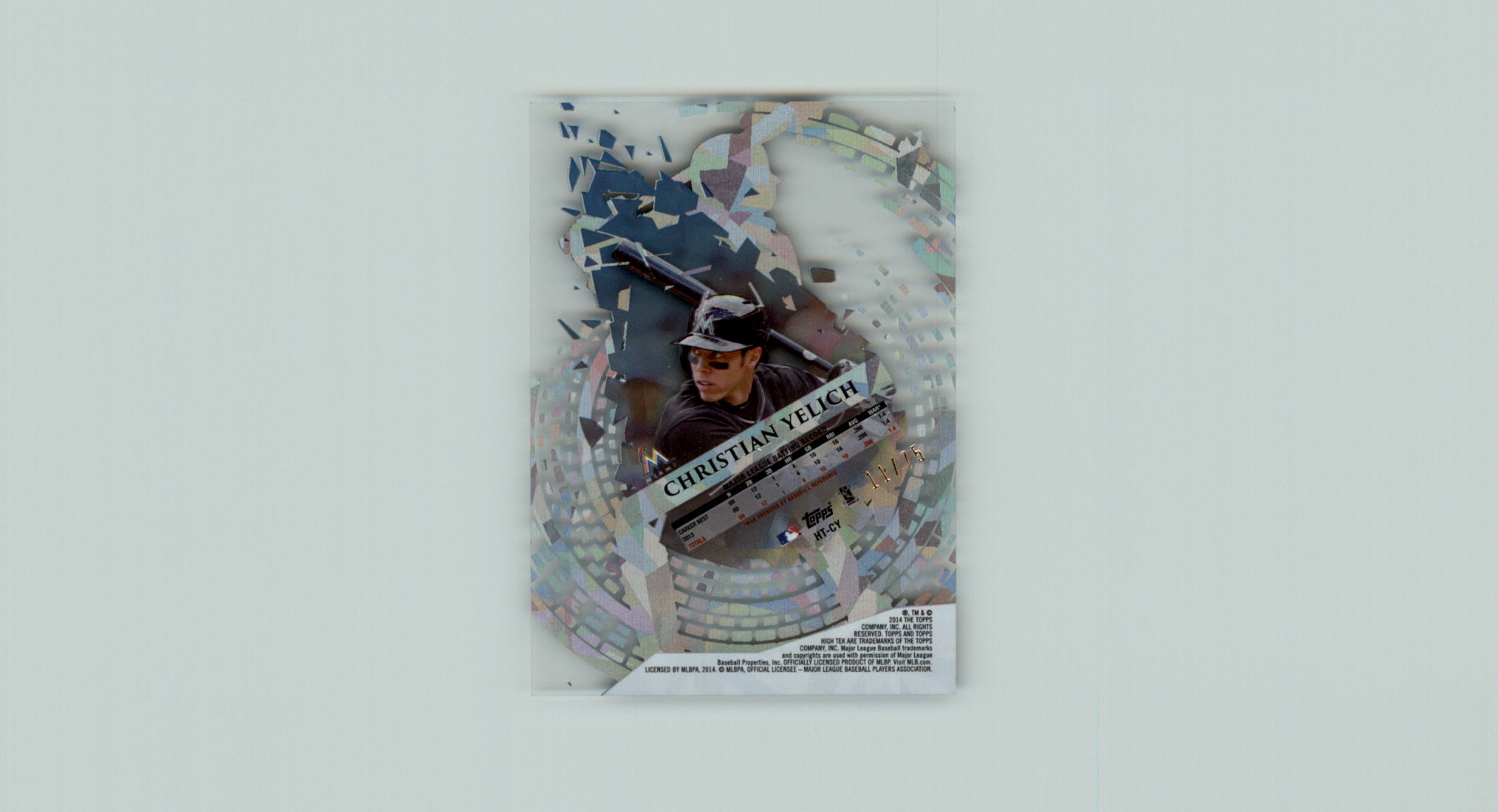 2014 Topps High Tek Spiral Bricks Ice Diffractor 75 #HTCY Christian Yelich back image
