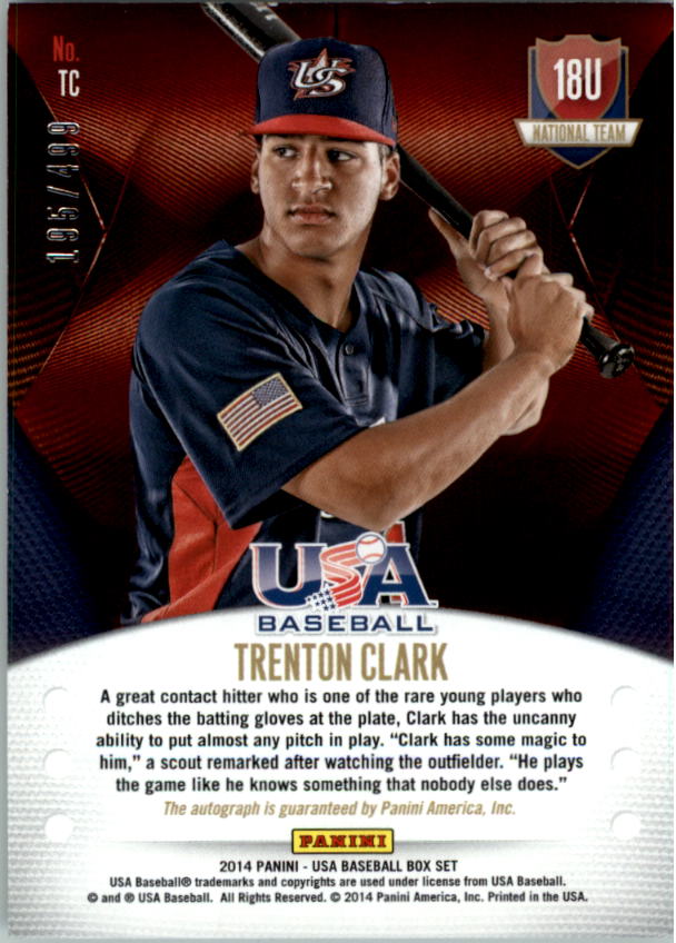 2014 USA Baseball 18U National Team Signatures #TC Trenton Clark back image