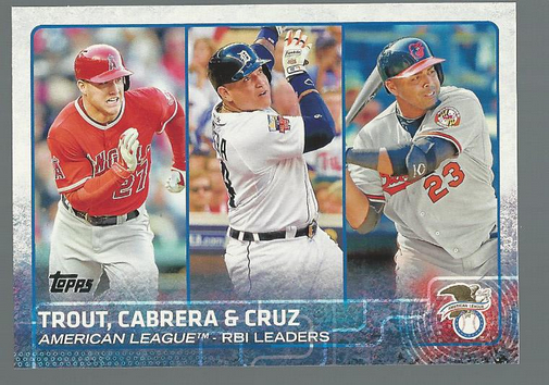 2015 Topps #98 Mike Trout/Nelson Cruz/Miguel Cabrera LL