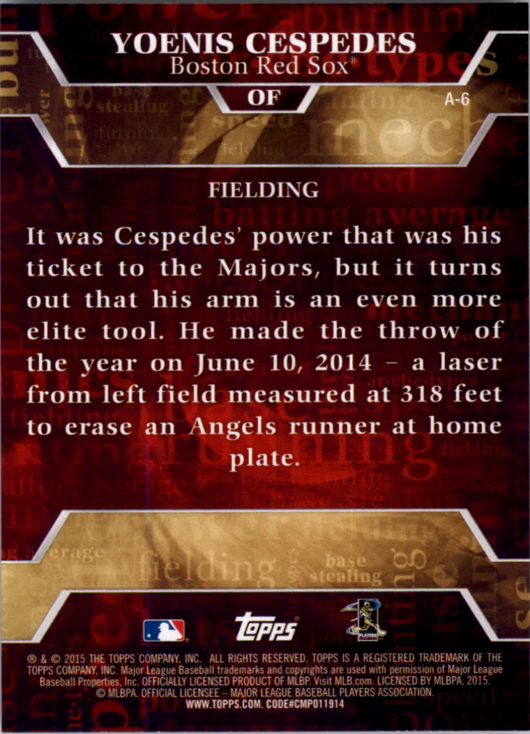 2015 Topps Archetypes #A6 Yoenis Cespedes back image