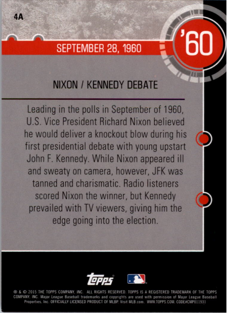 2015 Topps Baseball History #4A Nixon-Kennedy Debate back image