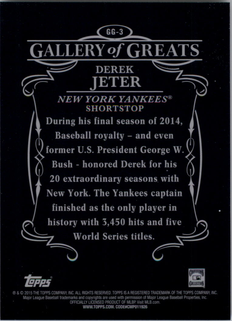 2015 Topps Gallery of Greats #GG3 Derek Jeter back image