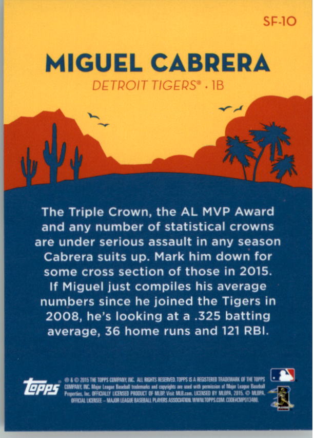2015 Topps Spring Fever #SF10 Miguel Cabrera back image