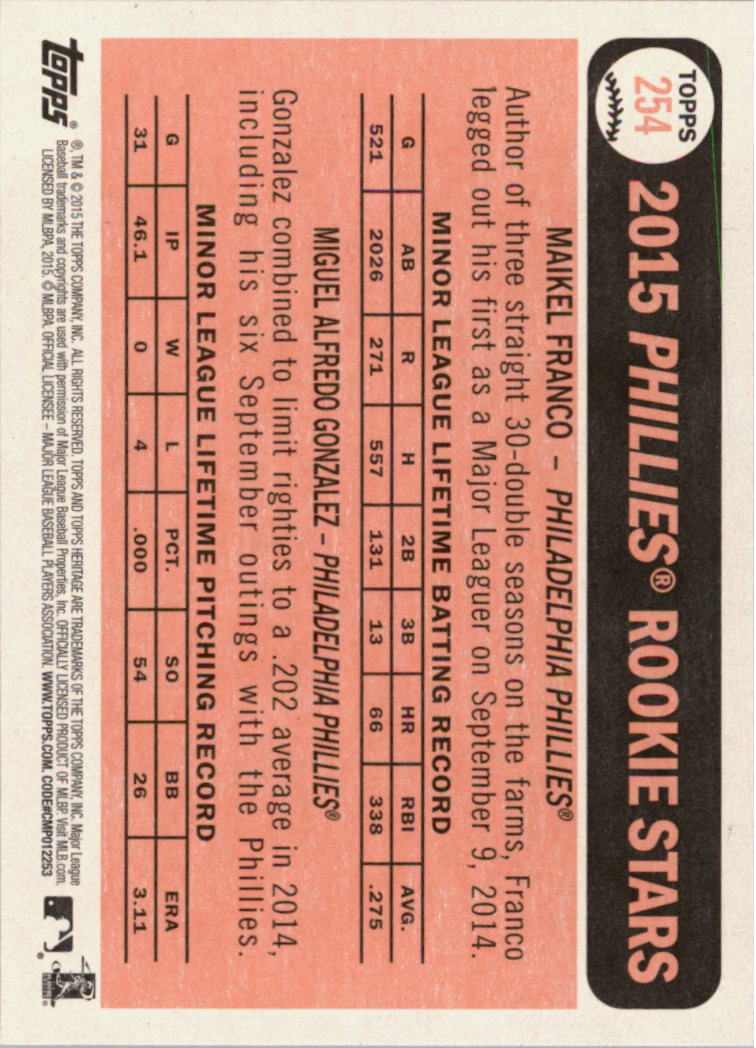 A0025- 2015 Topps Heritage BB #s 250-493 +Rookies -You Pick- 15+ FREE US SHIP - Picture 281 of 323