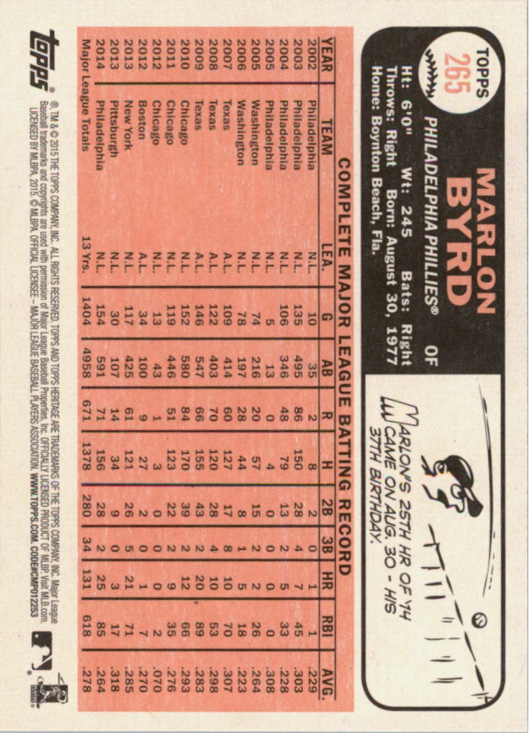 A0025- 2015 Topps Heritage BB #s 250-493 +Rookies -You Pick- 15+ FREE US SHIP - Picture 13 of 323