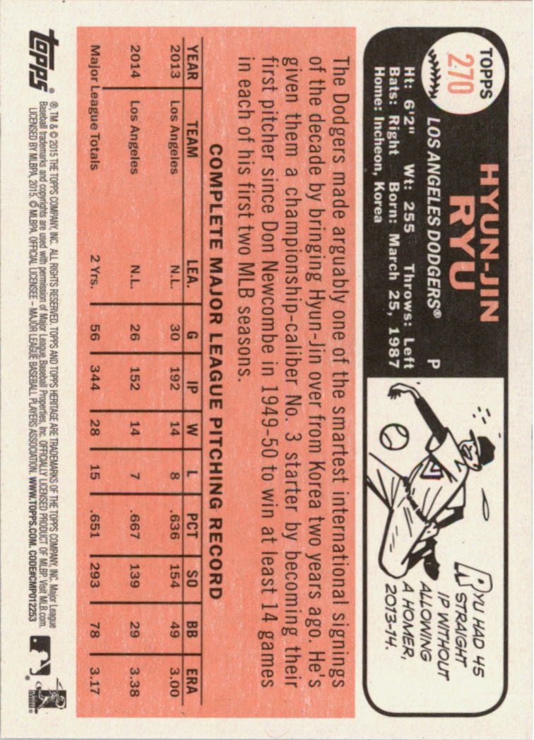 A0025- 2015 Topps Heritage BB #s 250-493 +Rookies -You Pick- 15+ FREE US SHIP - Picture 168 of 323