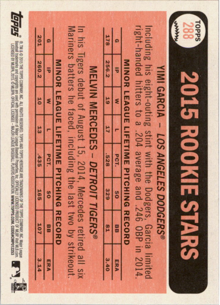 A0025- 2015 Topps Heritage BB #s 250-493 +Rookies -You Pick- 15+ FREE US SHIP - Picture 274 of 323
