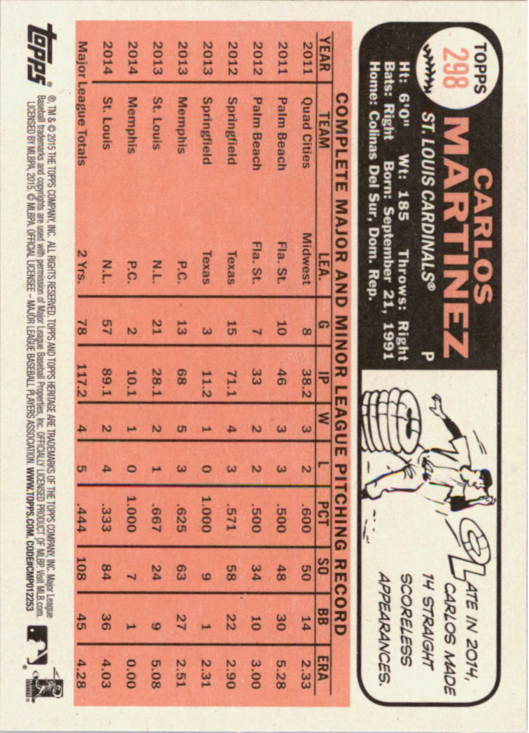 A0025- 2015 Topps Heritage BB #s 250-493 +Rookies -You Pick- 15+ FREE US SHIP - Picture 181 of 323