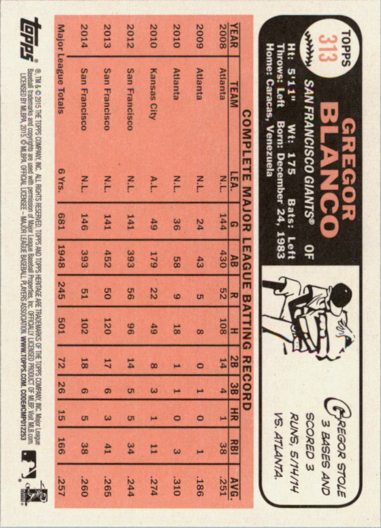 A0025- 2015 Topps Heritage BB #s 250-493 +Rookies -You Pick- 15+ FREE US SHIP - Picture 57 of 323