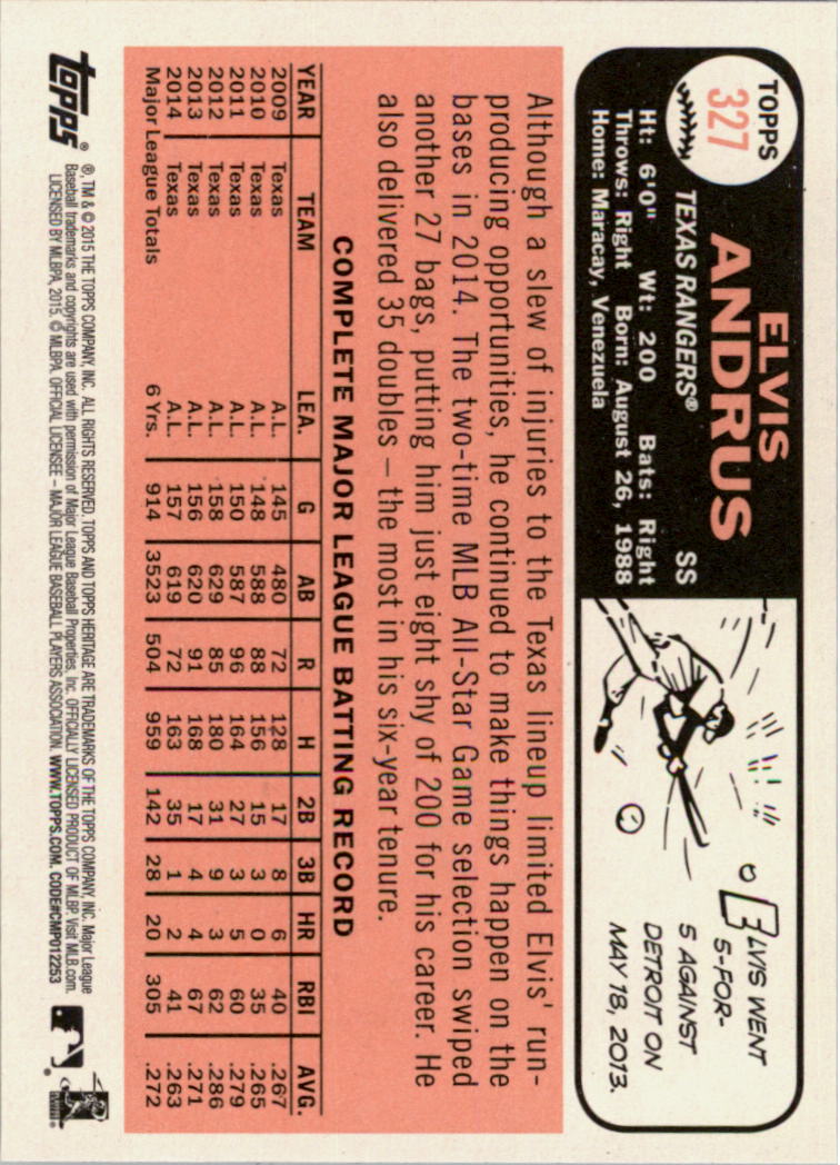 A0025- 2015 Topps Heritage BB #s 250-493 +Rookies -You Pick- 15+ FREE US SHIP - Picture 194 of 323
