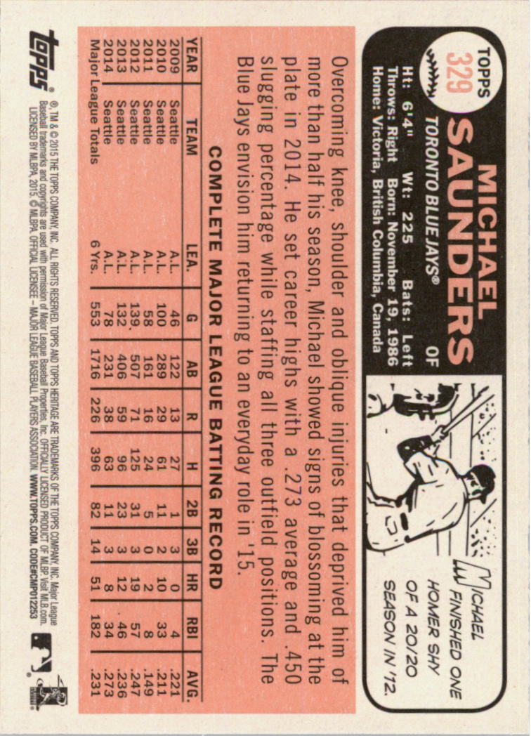 A0025- 2015 Topps Heritage BB #s 250-493 +Rookies -You Pick- 15+ FREE US SHIP - Picture 196 of 323
