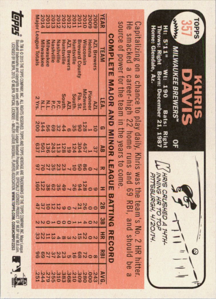 A0025- 2015 Topps Heritage BB #s 250-493 +Rookies -You Pick- 15+ FREE US SHIP - Picture 269 of 323