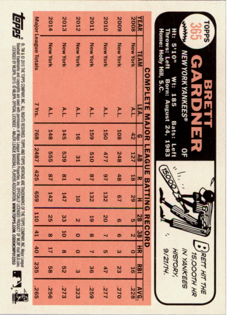 A0025- 2015 Topps Heritage BB #s 250-493 +Rookies -You Pick- 15+ FREE US SHIP - Picture 222 of 323