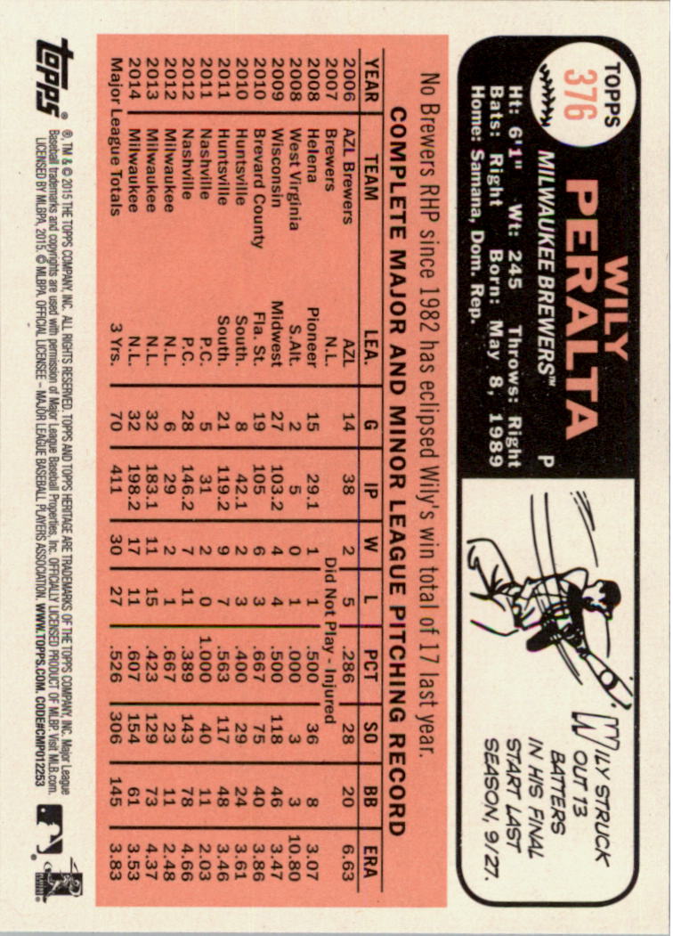 A0025- 2015 Topps Heritage BB #s 250-493 +Rookies -You Pick- 15+ FREE US SHIP - Picture 110 of 323