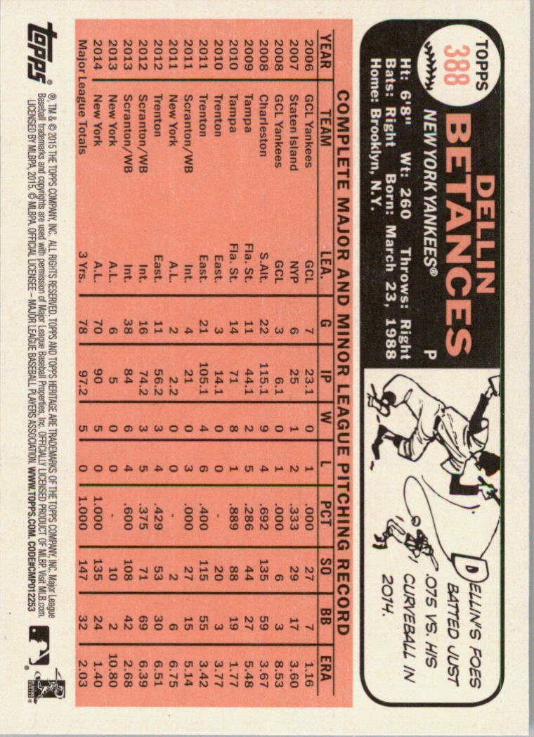 A0025- 2015 Topps Heritage BB #s 250-493 +Rookies -You Pick- 15+ FREE US SHIP - Picture 240 of 323