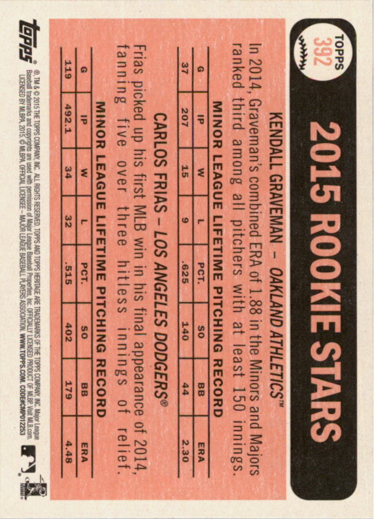 A0025- 2015 Topps Heritage BB #s 250-493 +Rookies -You Pick- 15+ FREE US SHIP - Picture 285 of 323